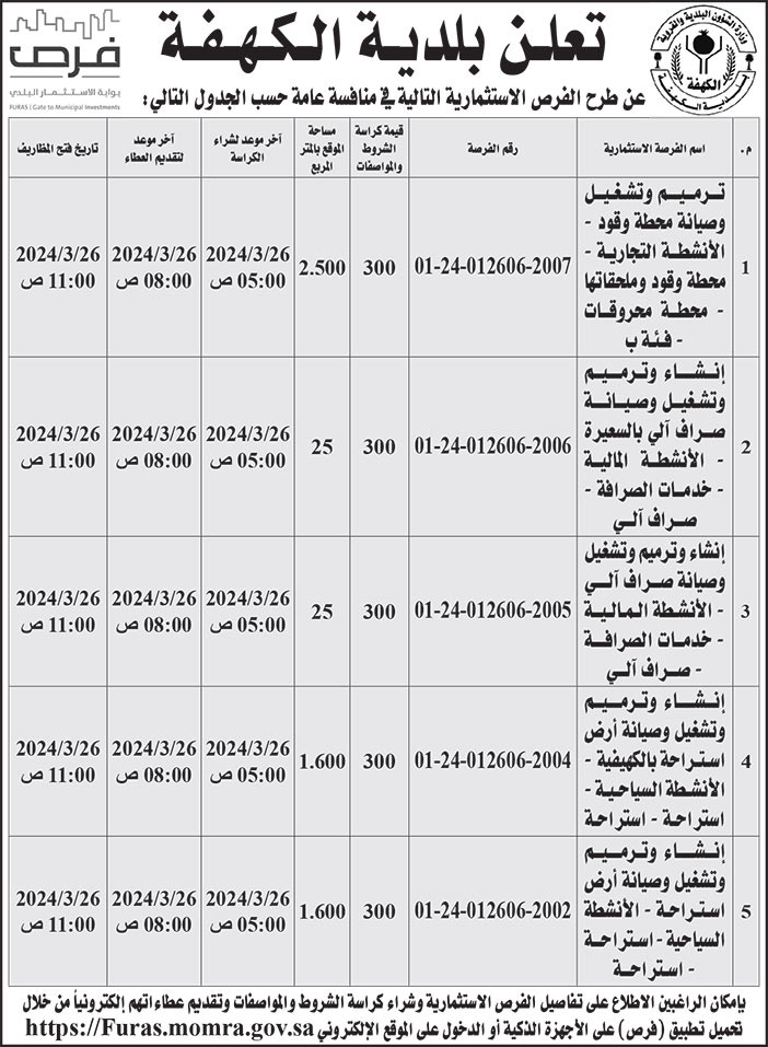 إعلان بلدية الكهفة 