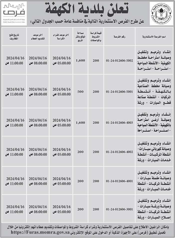 إعلان بلدية الكهفة 