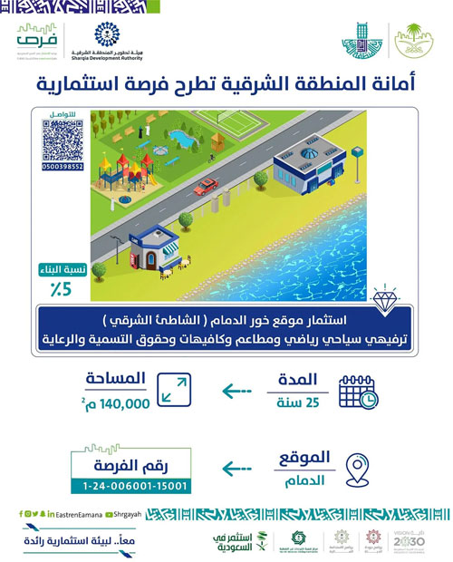 أمانة الشرقية تطرح فرصة استثمارية لتطوير خور الدمام للمستثمرين 