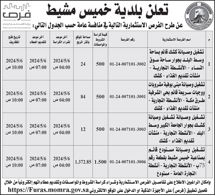 إعلان بلدية خميس مشيط 