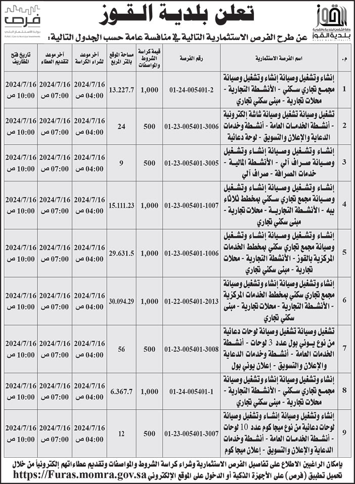 إعلان بلدية القوز 