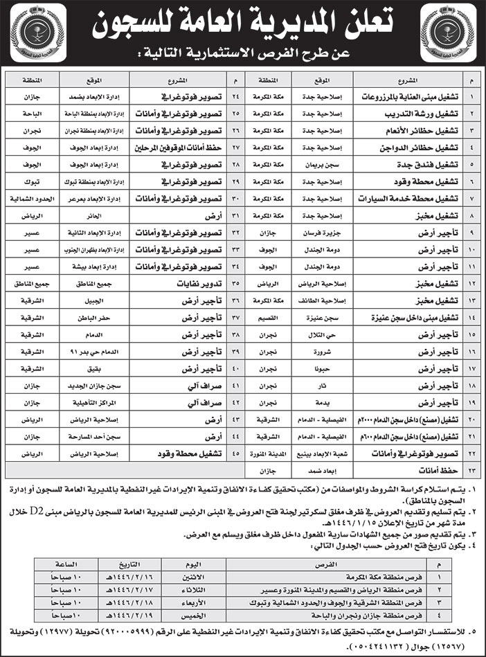 إعلان من المديرية العامة للسجون 