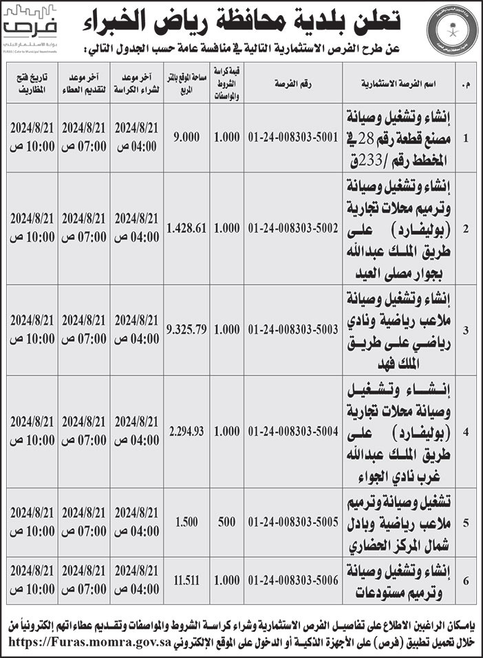 إعلان بلدية محافظة رياض الخبراء 