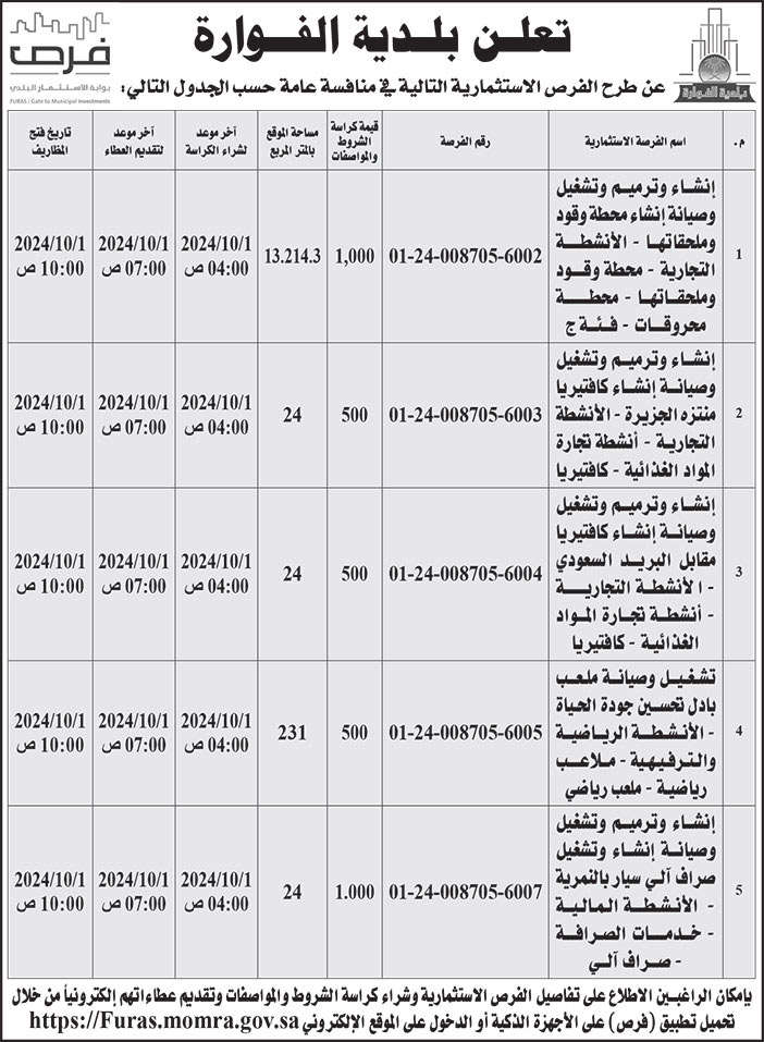 إعلان بلدية الفوارة 