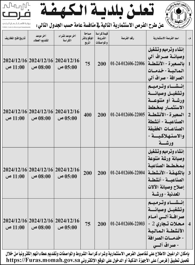 إعلان بلدية الكهفة 